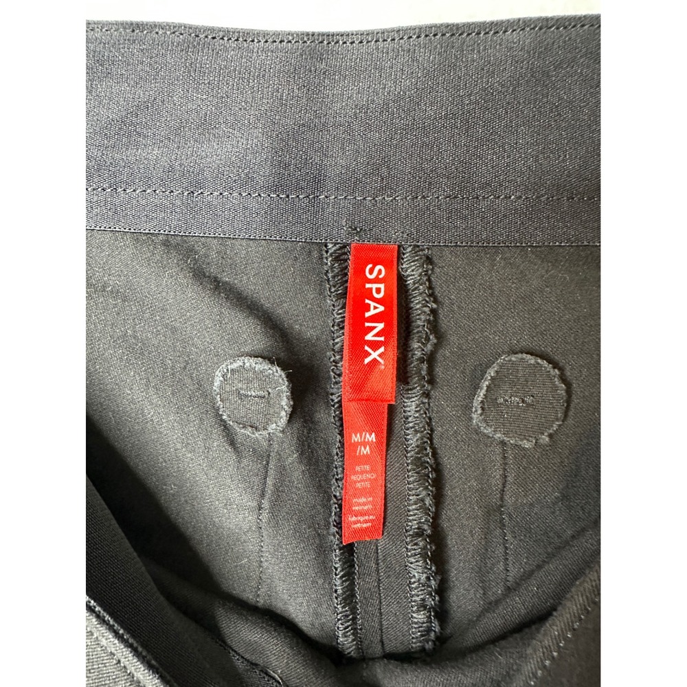 Spanx Stretch Twill Cropped Pants Women M Petite Black Pull On Pockets - Picture 3 of 8